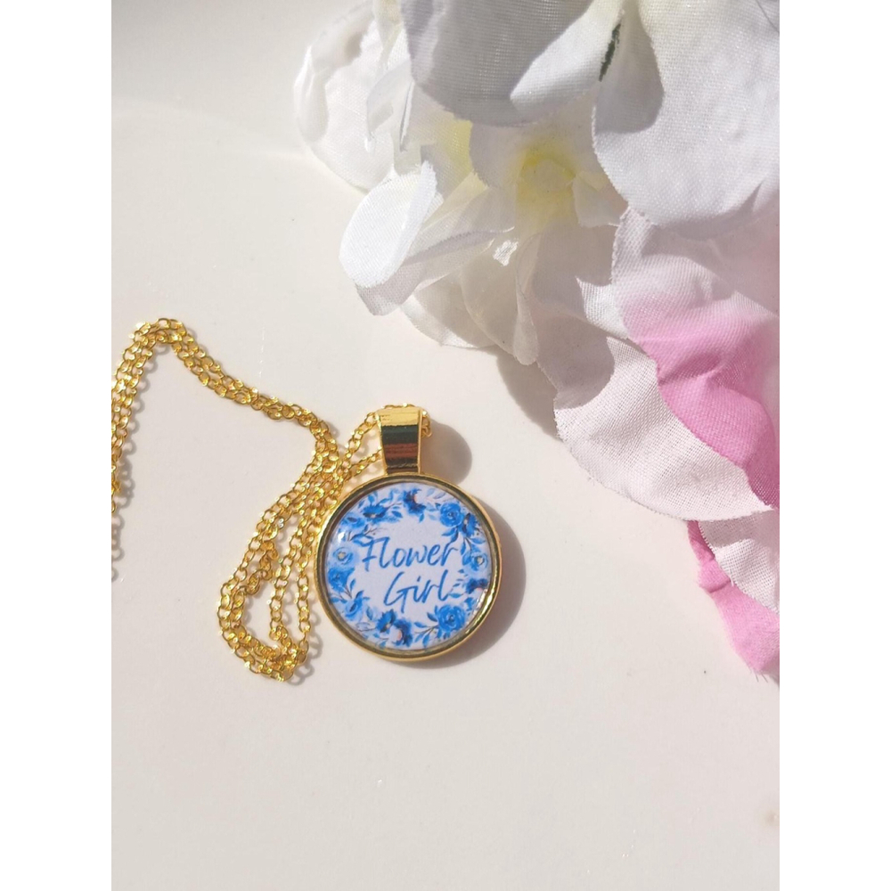 Flower Girl Necklace: Wedding Keepsake, Something Blue Gift